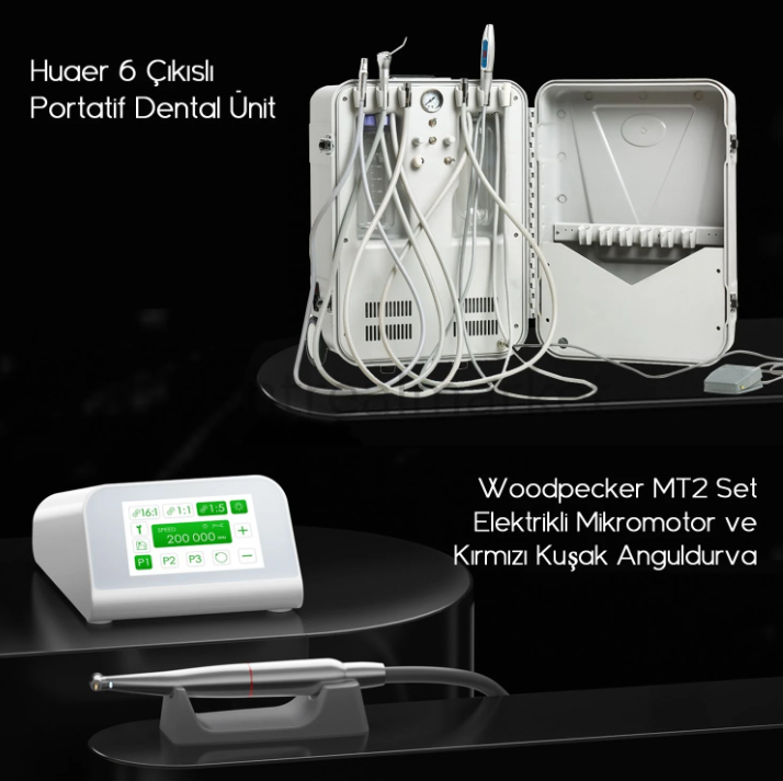 Elektrikli Mikromotor & Kırmızı Kuşak Anguldurva MT2 Set