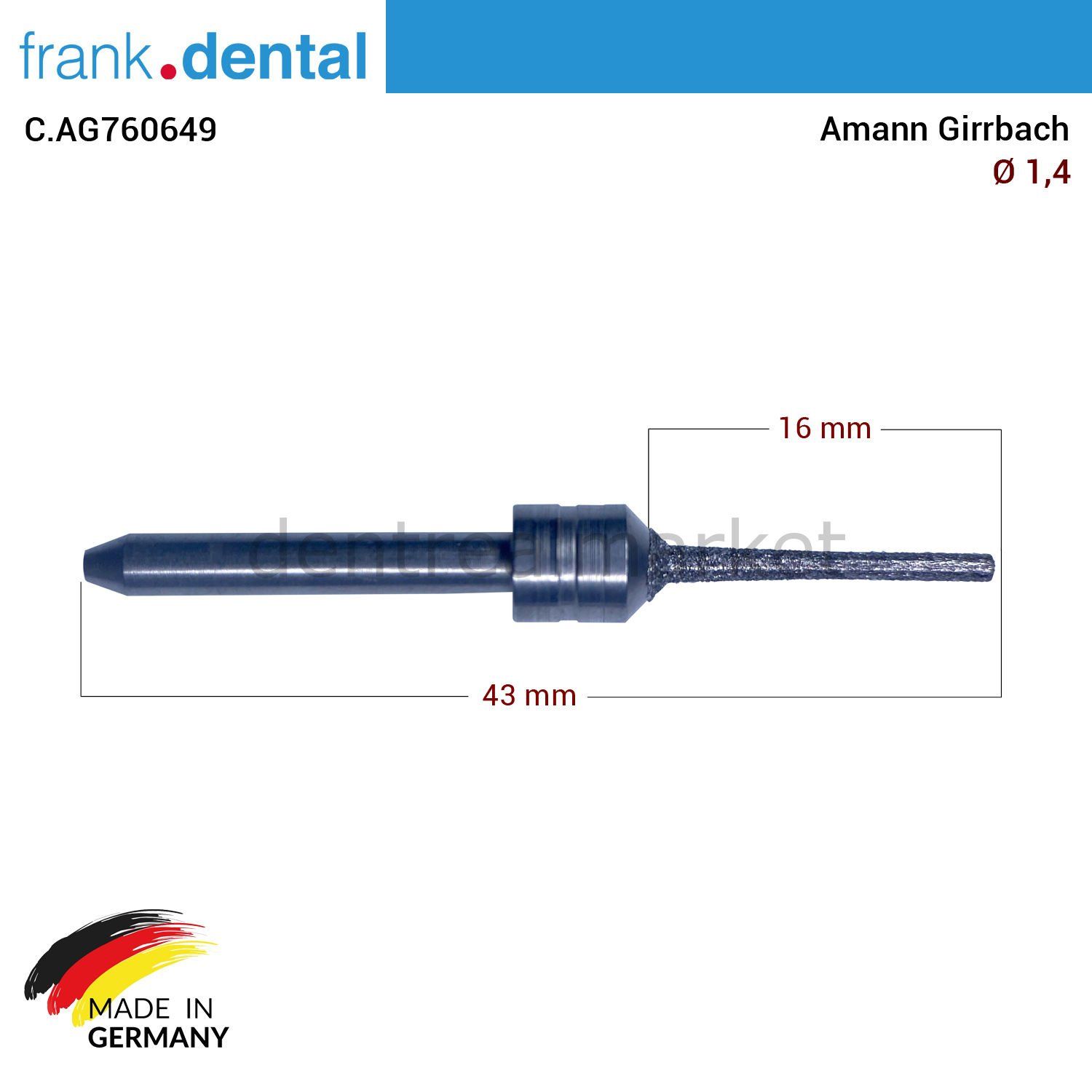 Amann Girrbach Elmas Cad Cam Drill 1,4 mm