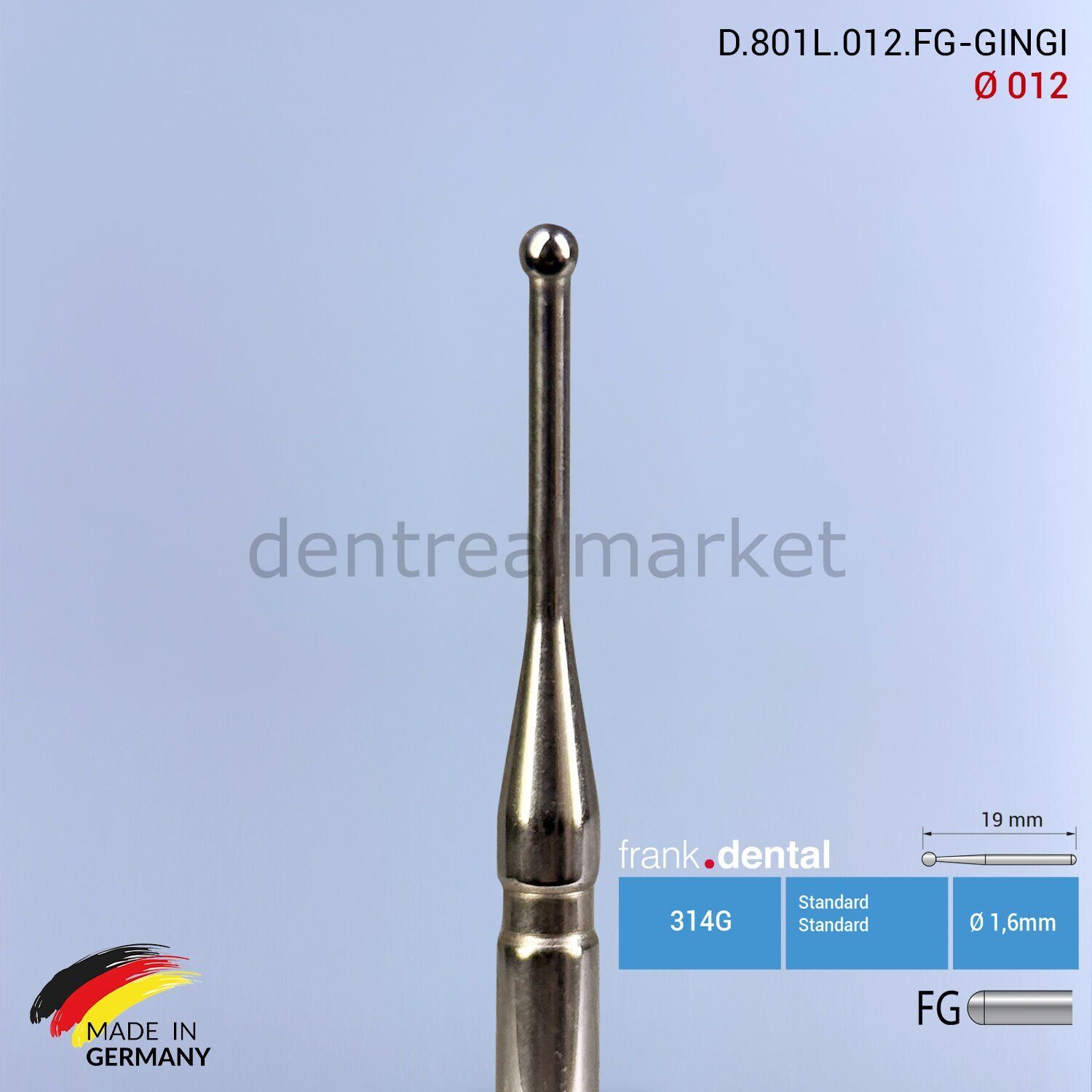 Gingiva Yumuşak Doku ve Gingivektomi Frezi - 801L -  Ø 012