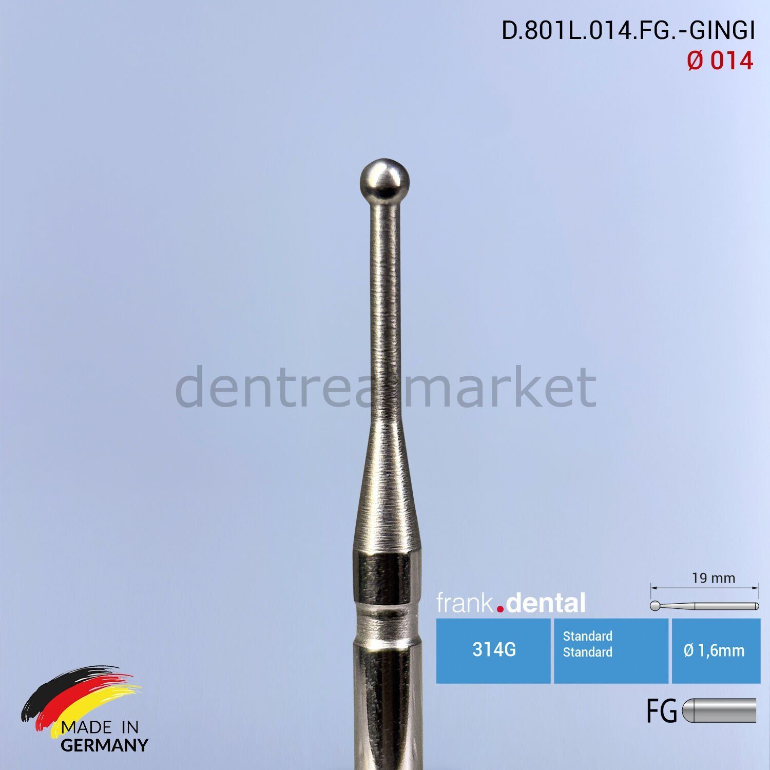 Gingiva Yumuşak Doku ve Gingivektomi Frezi - 801L -  Ø 014