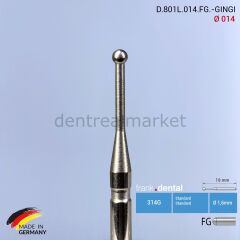 Gingiva Yumuşak Doku ve Gingivektomi Frezi - 801L -  Ø 014