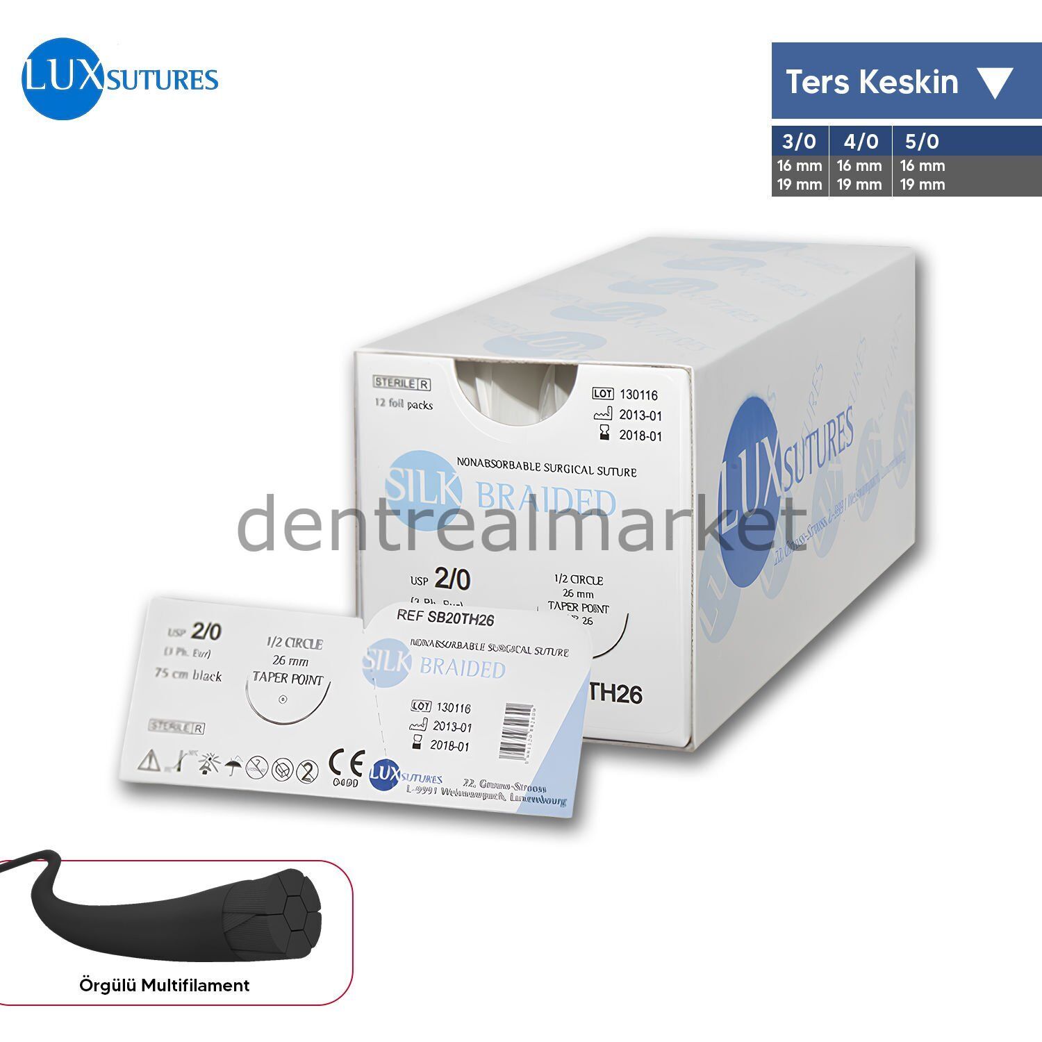 Silk Siyah İpek Cerrahi Sutur - Non-Absorbe - Ters Keskin İgneli SKT: 12/2026