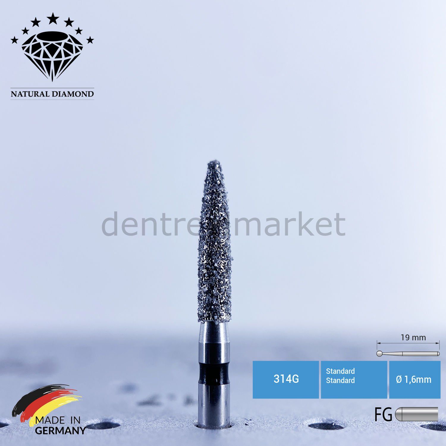 Doğal Elmas Frez Aeratör İçin - 862 - Alev Uç - 5 Adet